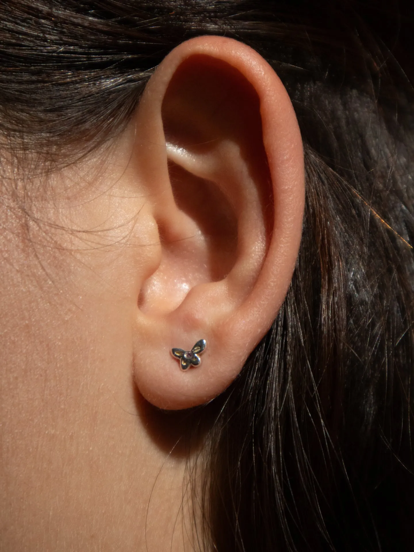 Butterfly Studs in Silver - Pink Sapphire sold by Mondo Mondo product image thumbnail 3