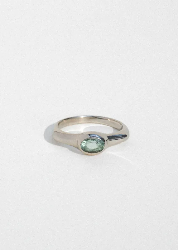 Cecil Ring in White Gold - Mint Green Tourmaline sold by Mondo Mondo