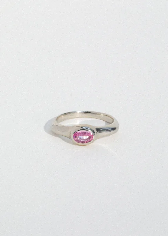Cecil Ring in White Gold - Faceted Pink Sapphire sold by Mondo Mondo