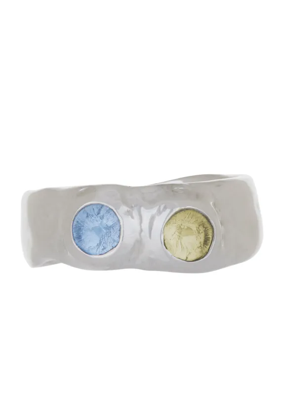 Felt Ring in Sterling Silver - Ice Blue & Limoncello sold by Mondo Mondo