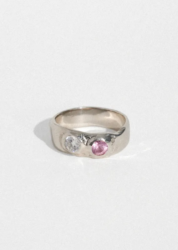 Felt Ring Divine in White Gold - Diamond & Pink Sapphire sold by Mondo Mondo