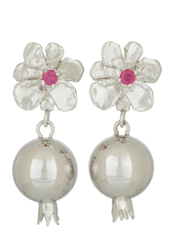Melograno Earrings in Silver - Rosa sold by Mondo Mondo