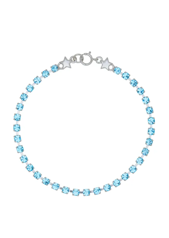 Crystal Bracelet in Silver - Aqua made by Mondo Mondo