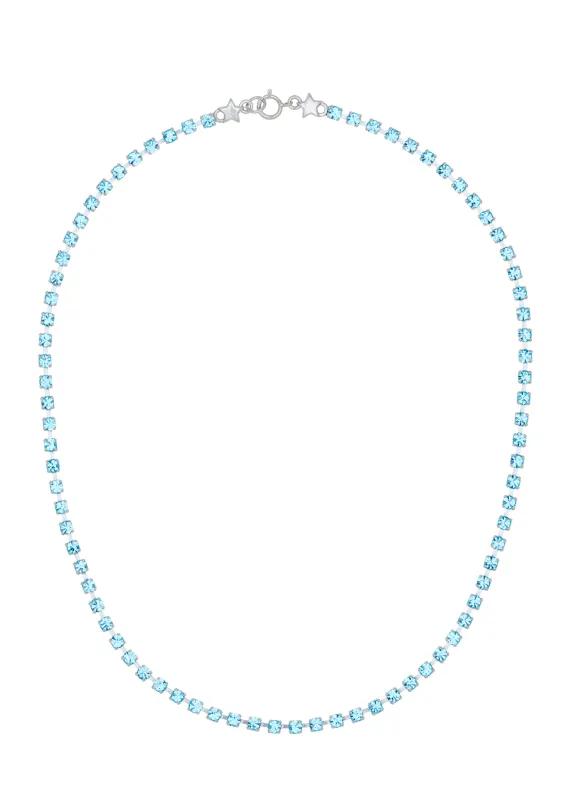 Crystal Choker in Silver - Aqua made by Mondo Mondo