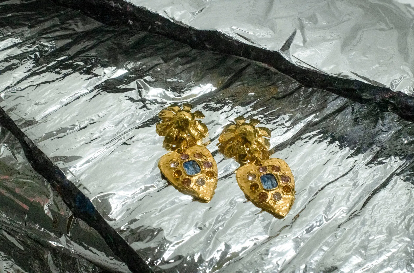 Tropicana Earrings in Gold - Light Blue sold by Mondo Mondo product image thumbnail 4