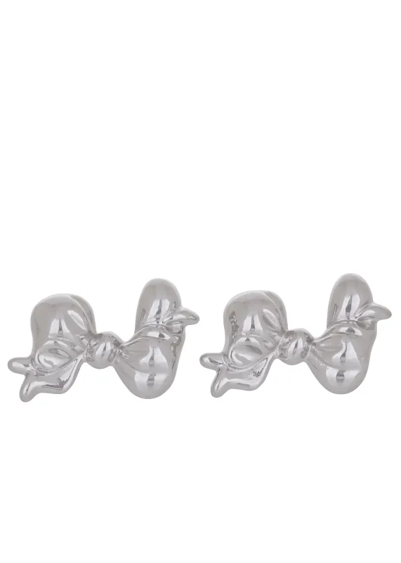 Big Bow Earrings in Silver sold by Mondo Mondo