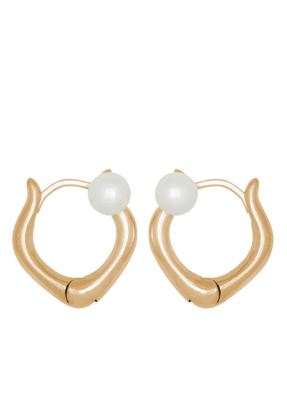 Juju Pearl Hoops in Gold made by Mondo Mondo