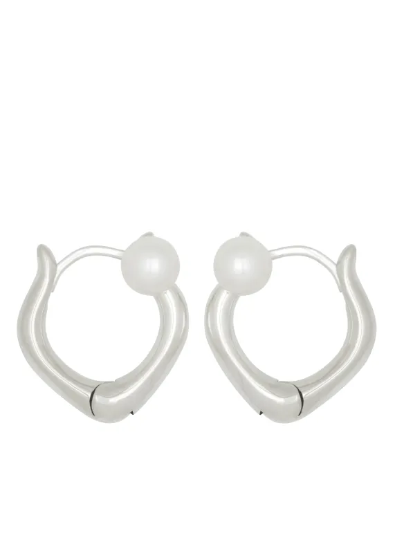 Juju Pearl Hoops in Silver sold by Mondo Mondo