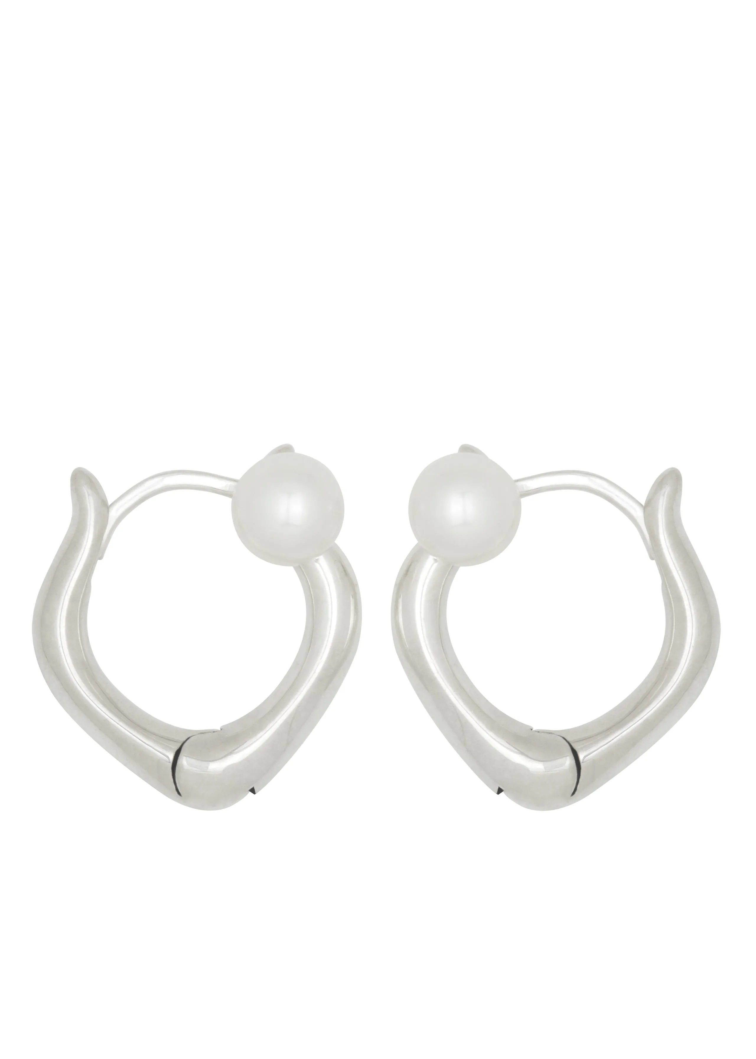 Juju Pearl Hoops in Silver sold by Mondo Mondo