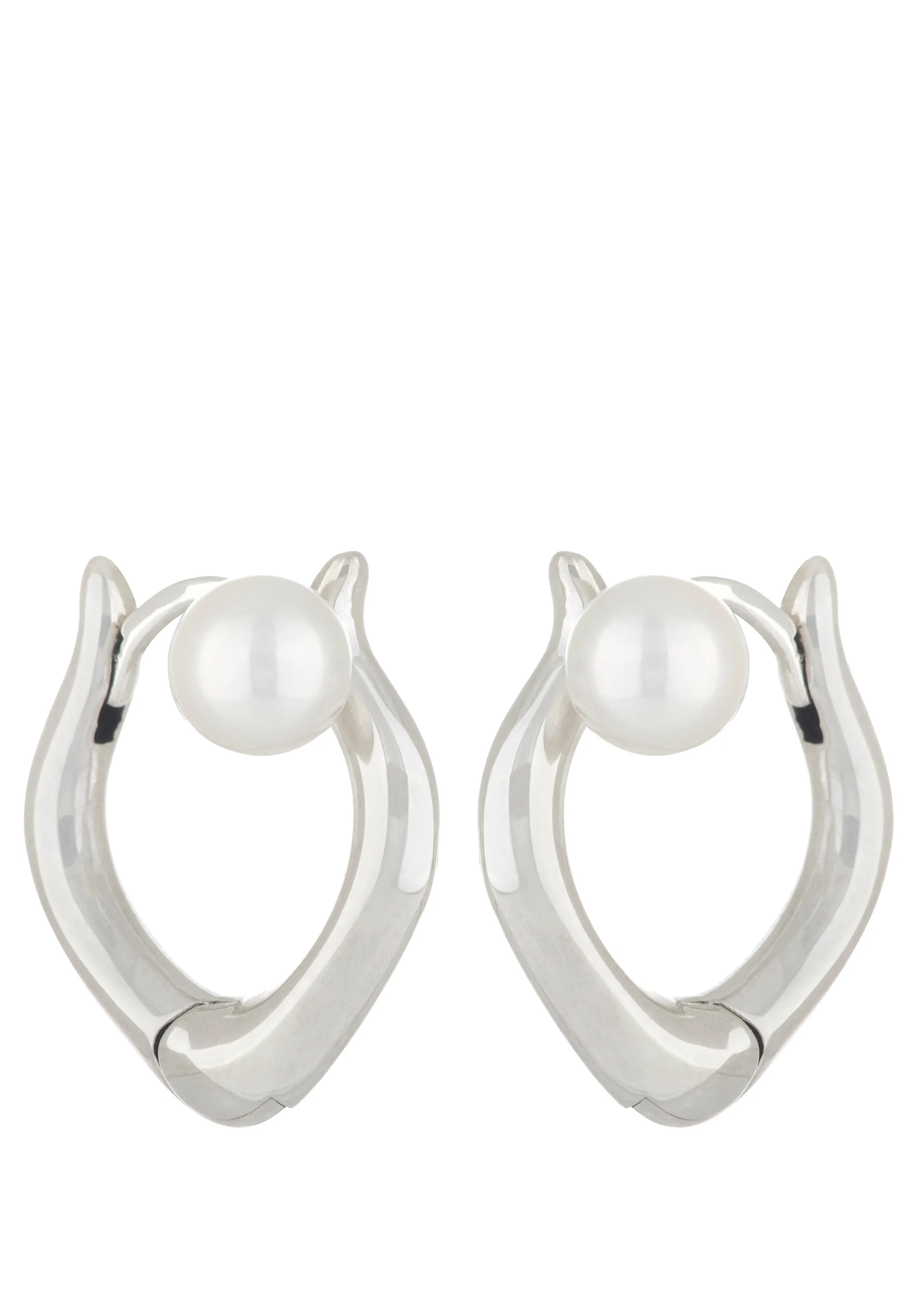 Juju Pearl Hoops in Silver sold by Mondo Mondo product image thumbnail 2