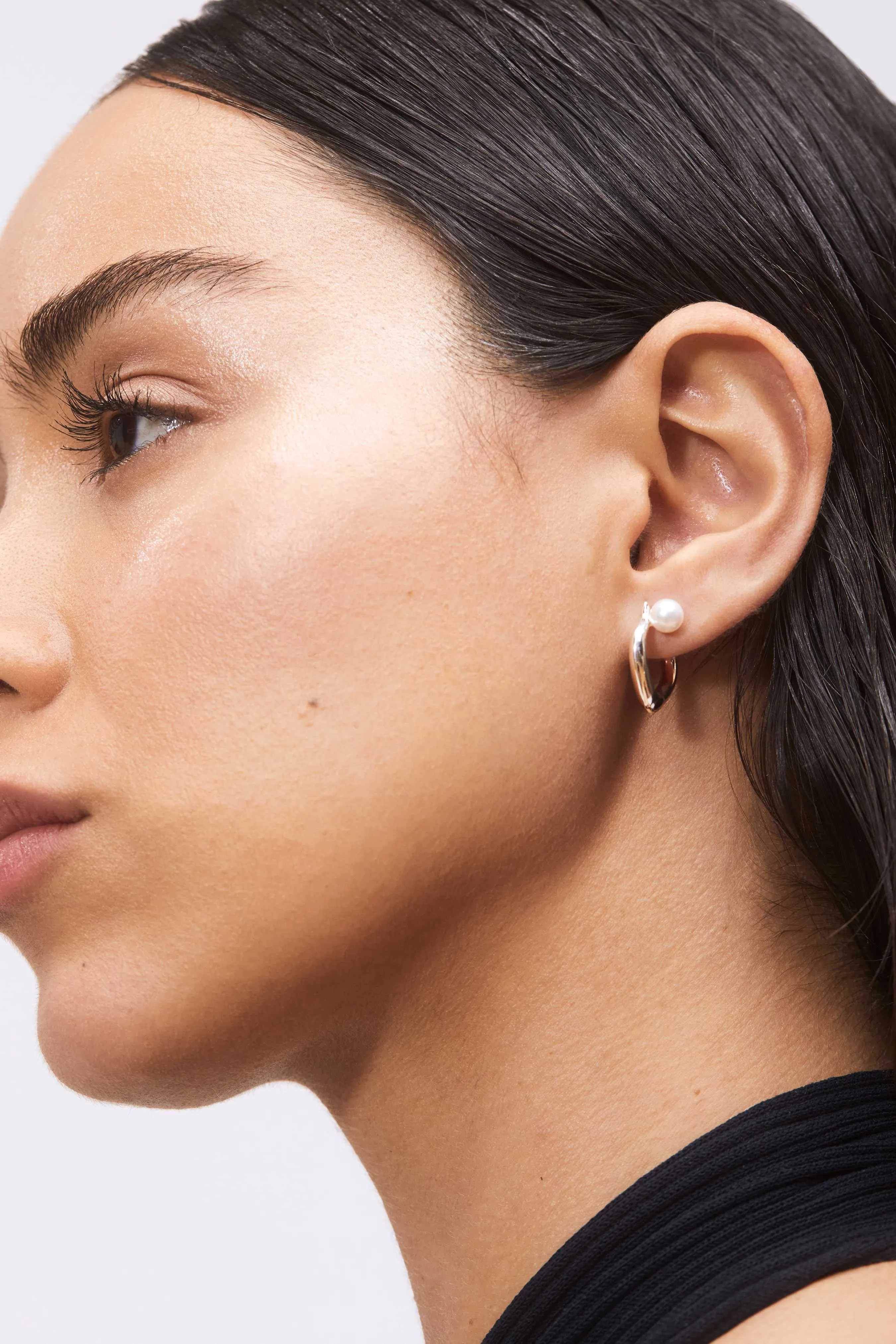 Juju Pearl Hoops in Silver sold by Mondo Mondo product image thumbnail 3