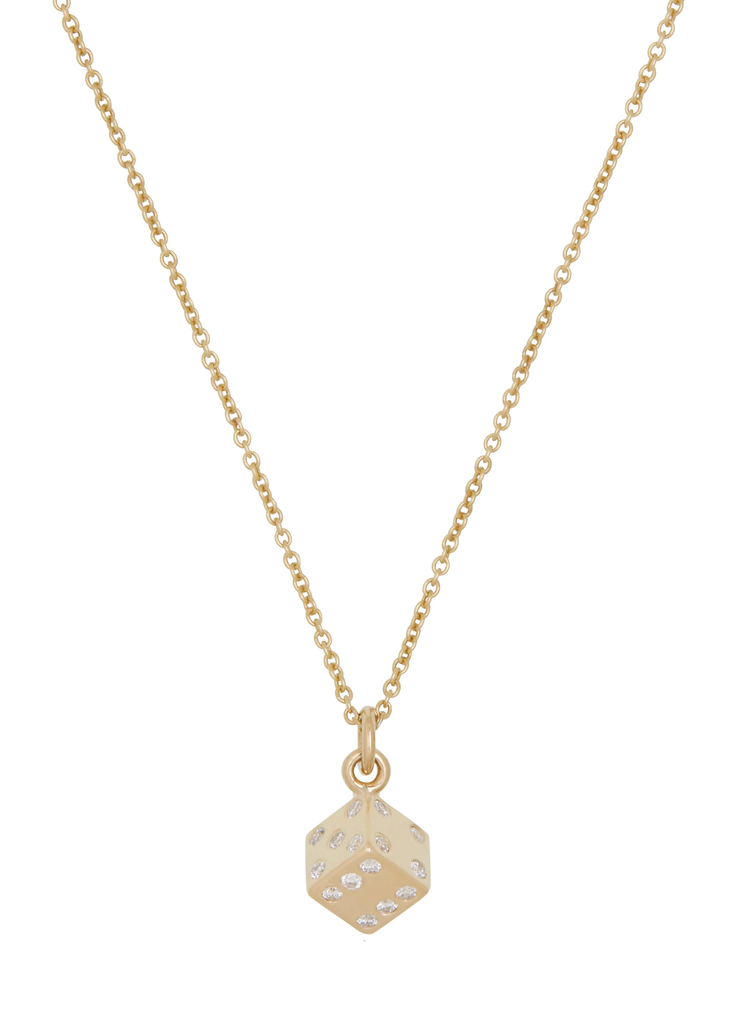 Dice Necklace in 14k - Diamond sold by Mondo Mondo