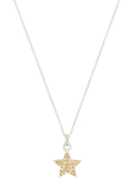 Star Pave Necklace in Sterling Silver - Yellow Diamond sold by Mondo Mondo