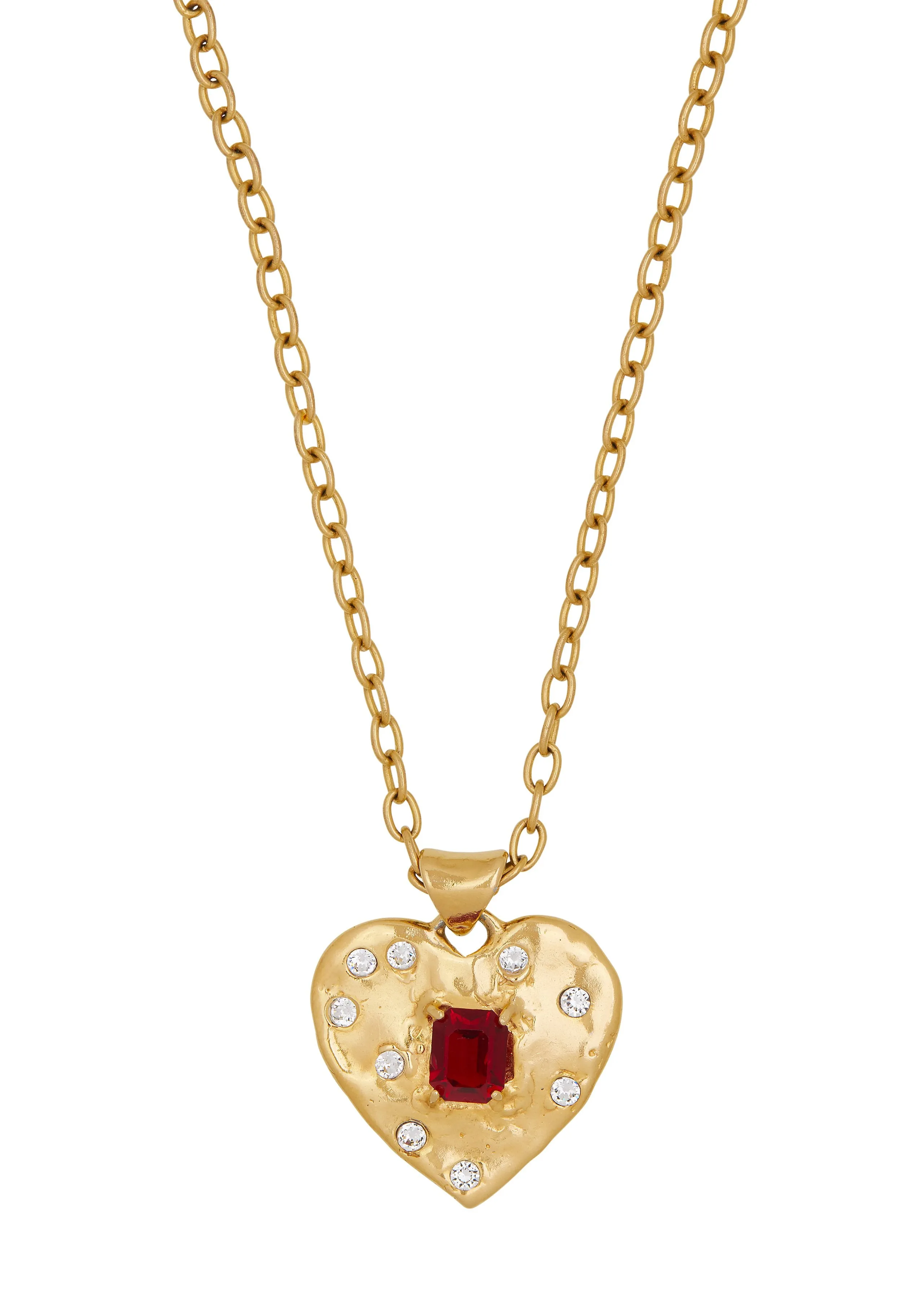 Super Heart Necklace in Gold - Ruby sold by Mondo Mondo