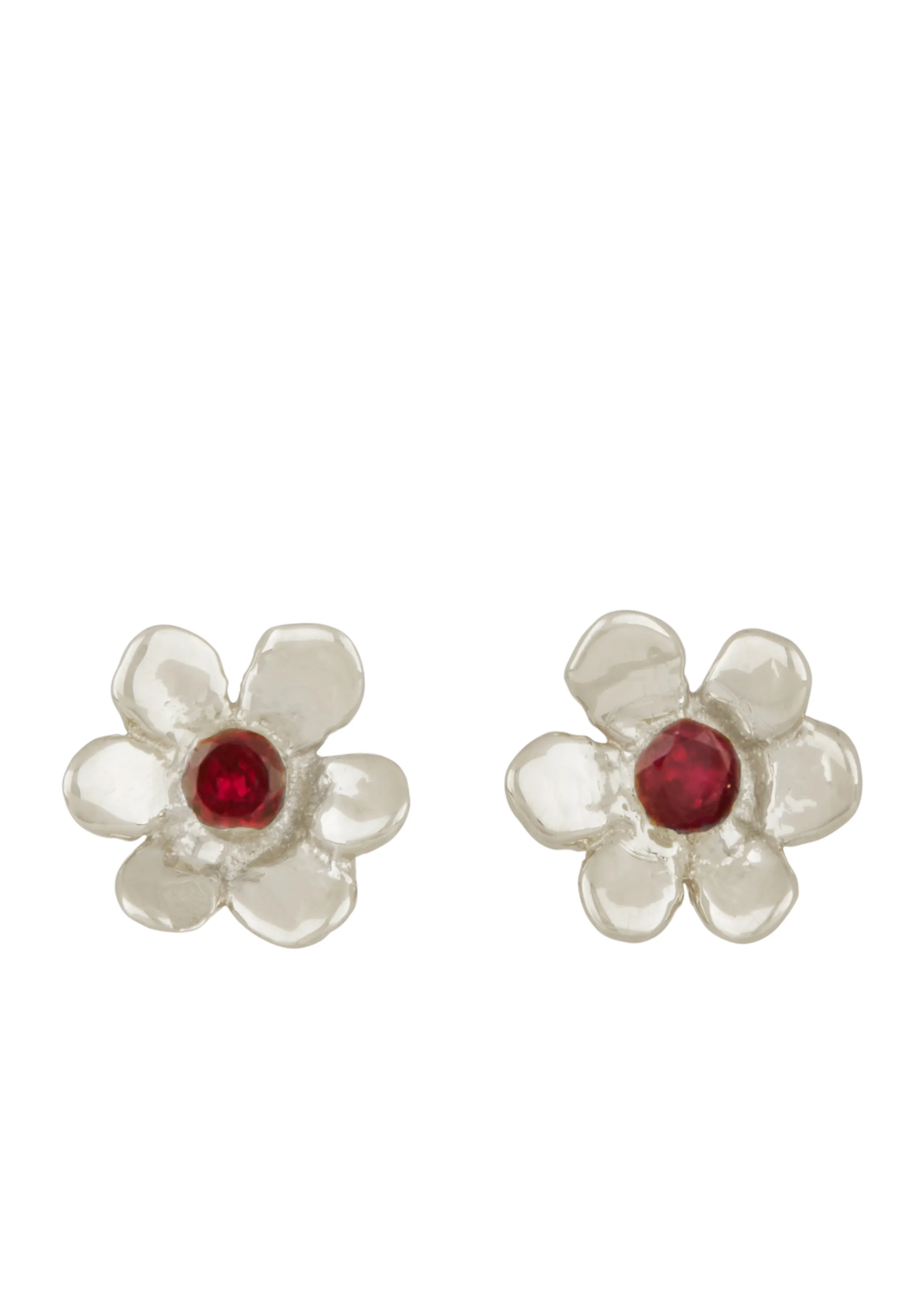 Mini Daisy Studs in Sterling Silver - Ruby sold by Mondo Mondo