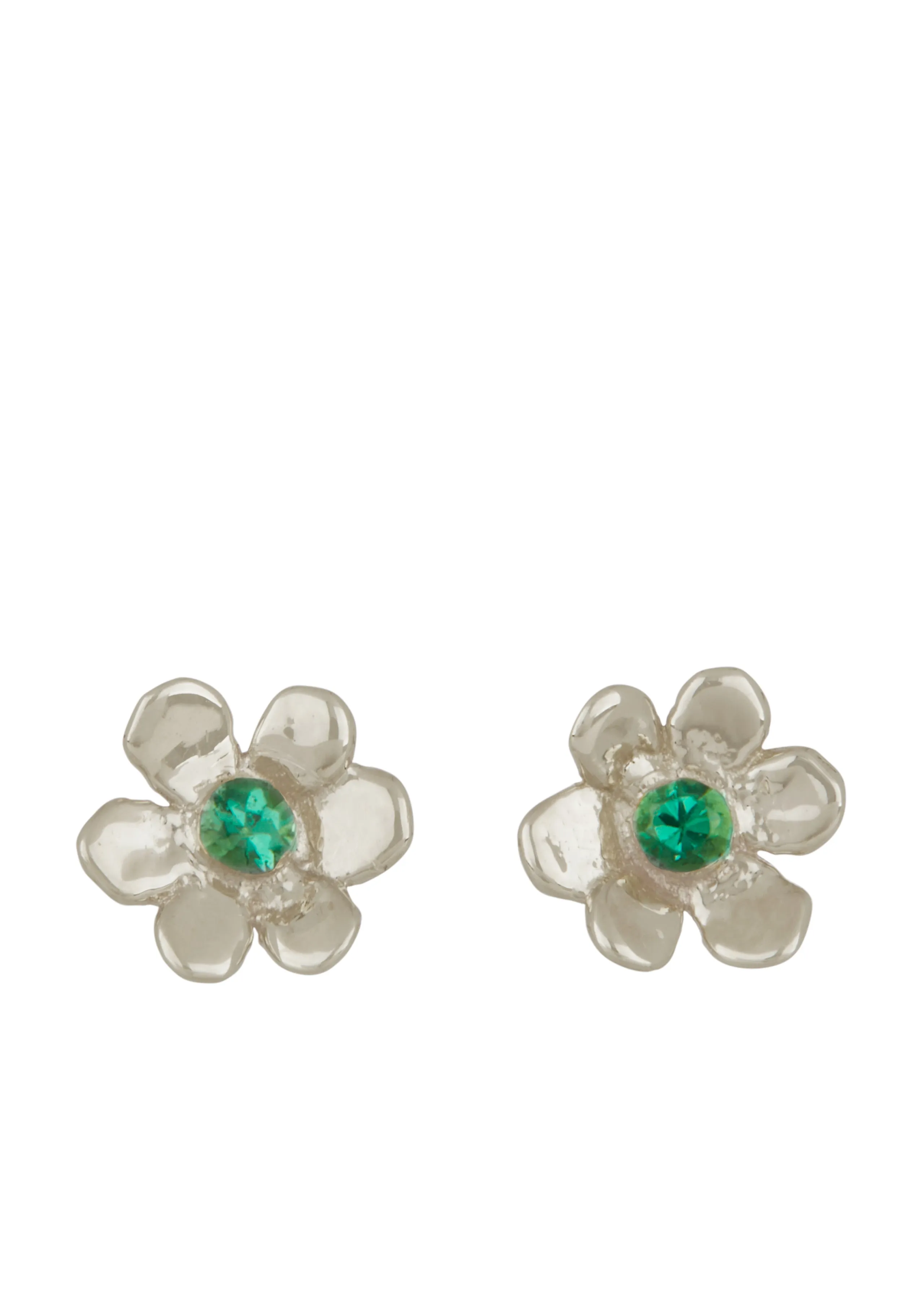 Mini Daisy Studs in Sterling Silver - Emerald sold by Mondo Mondo