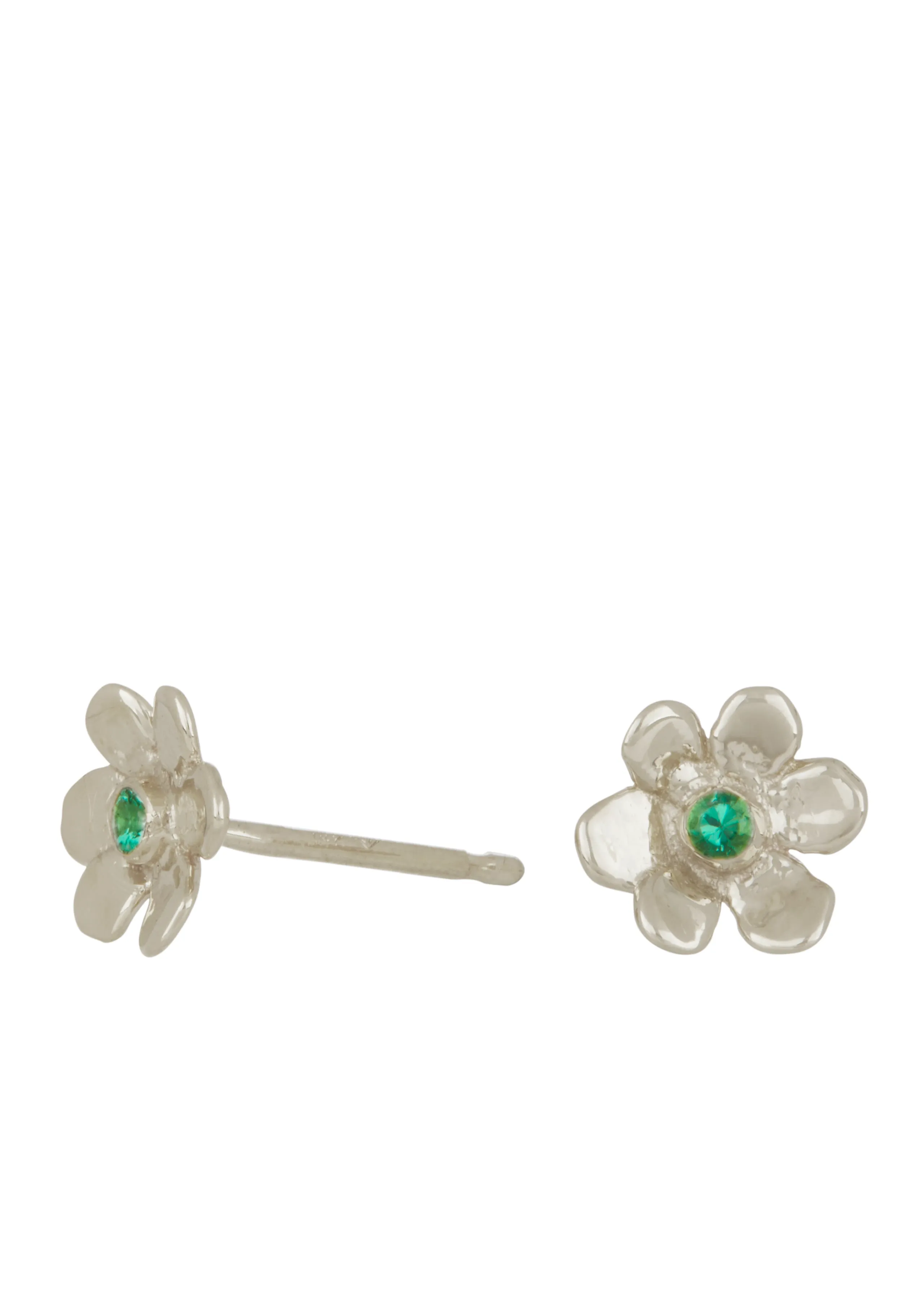 Mini Daisy Studs in Sterling Silver - Emerald sold by Mondo Mondo product image thumbnail 2
