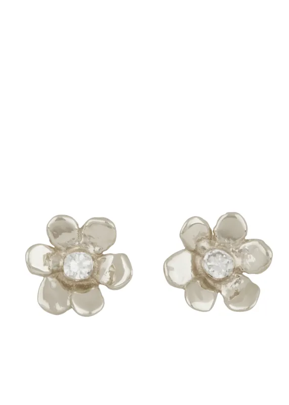 Mini Daisy Studs in Sterling Silver - Diamond sold by Mondo Mondo