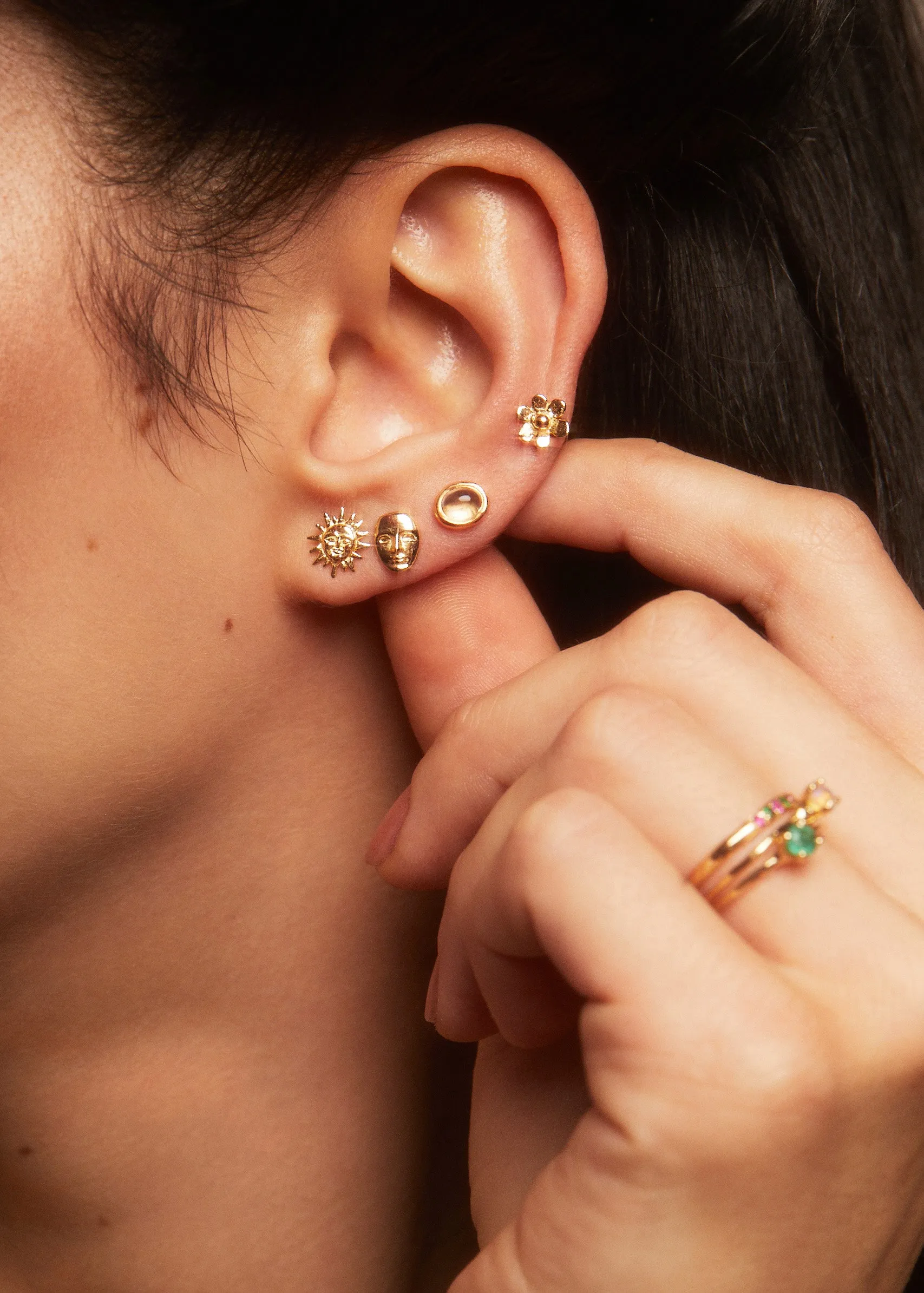 Mini Daisy Studs in 14k - Emerald sold by Mondo Mondo product image thumbnail 4