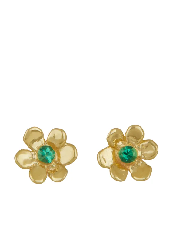 Mini Daisy Studs in 14k - Emerald sold by Mondo Mondo