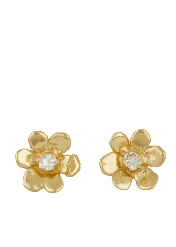 Mini Daisy Studs in 14k - Diamond sold by Mondo Mondo