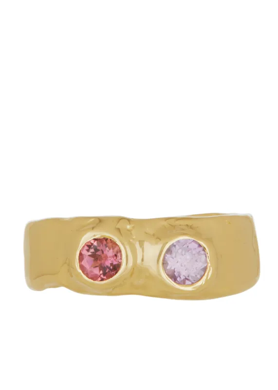 Felt Ring Divine in 14k - Faceted Amethyst & Pink Sapphire sold by Mondo Mondo