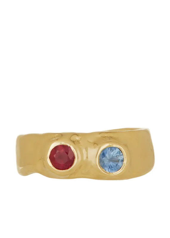 Felt Ring Divine in 14k - Faceted Ruby & Sapphire sold by Mondo Mondo