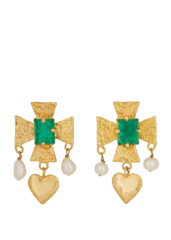 Cardinal Earrings - Green made by Mondo Mondo