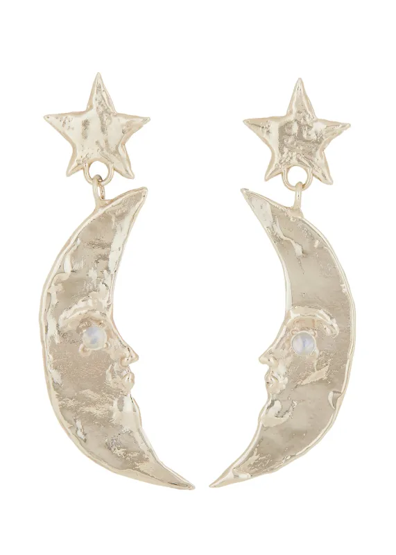 Moon Earrings in White Bronze sold by Mondo Mondo
