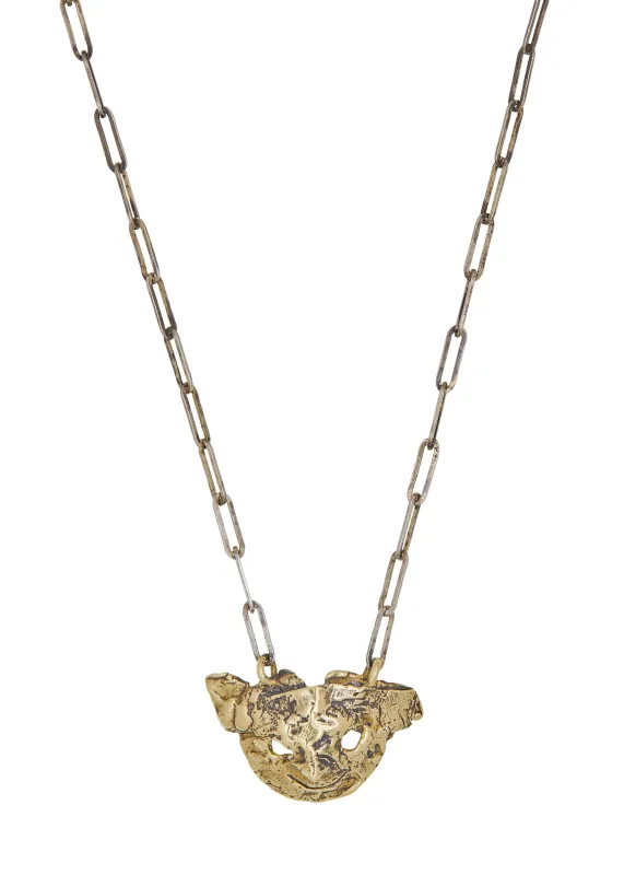 Quiet Friend Necklace in Brass sold by Mondo Mondo