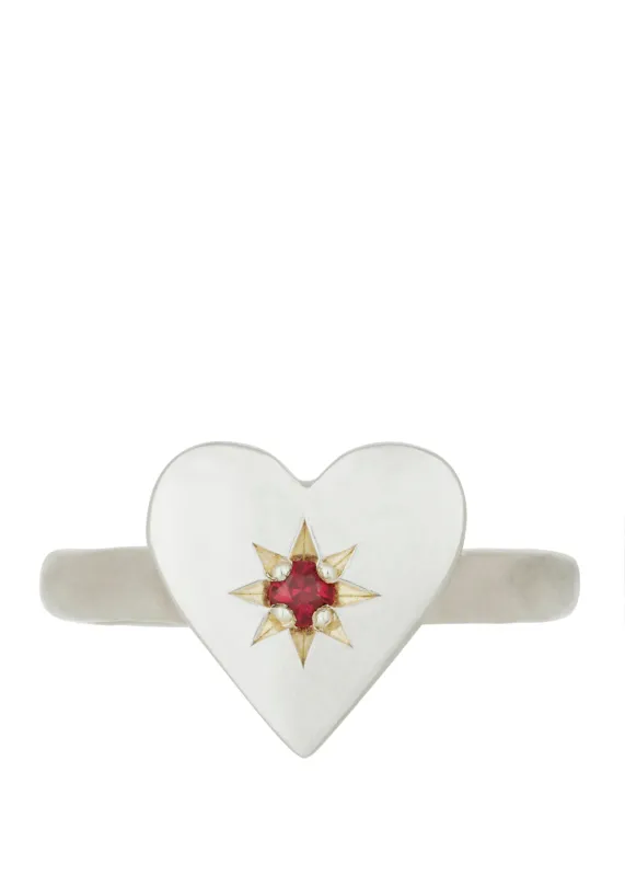 Heart Ring with Star Setting in Sterling Silver sold by Mondo Mondo