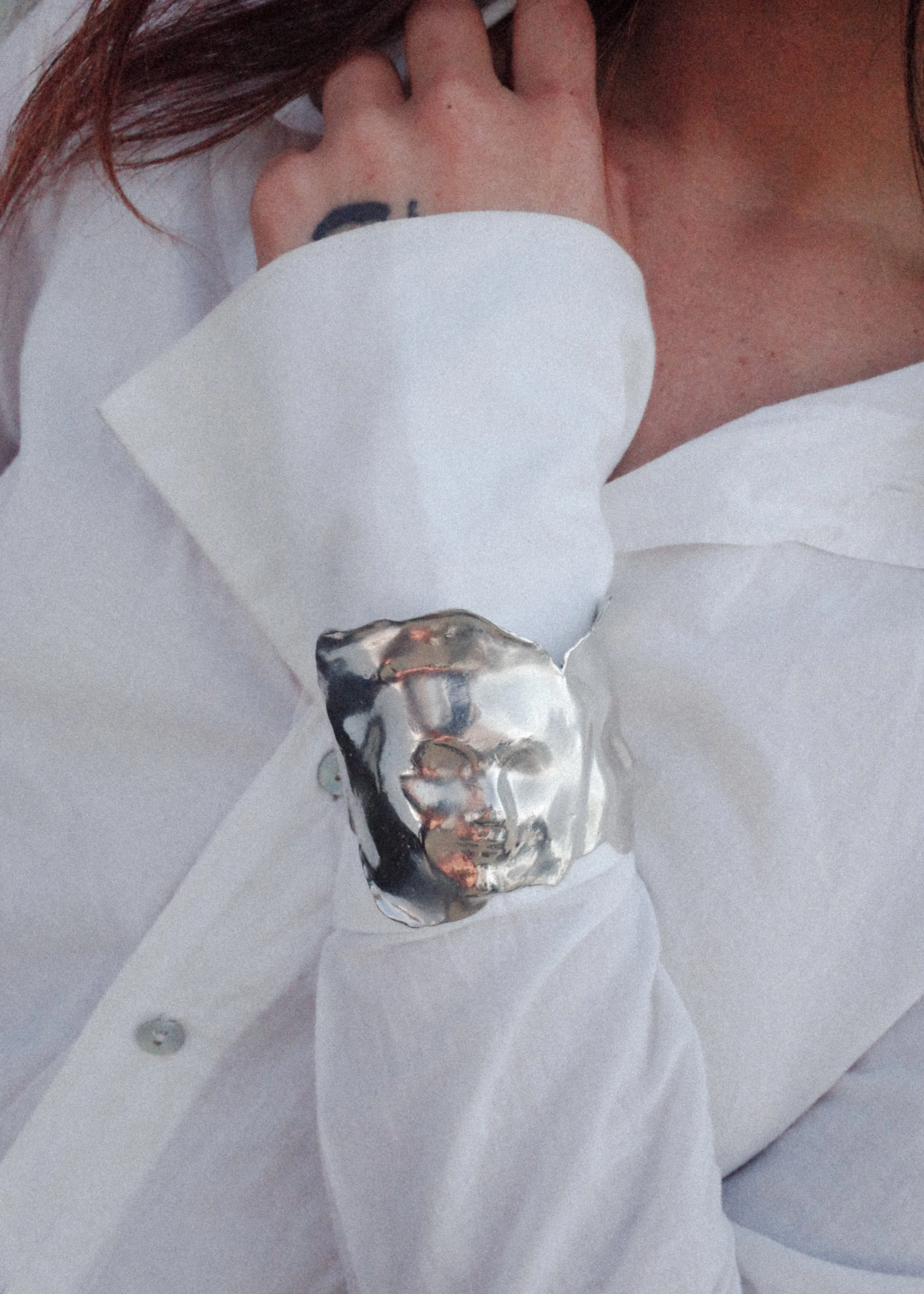 Twin Cuff in White Bronze sold by Mondo Mondo