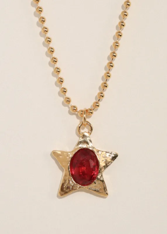 Star Pacha Necklace in Gold - Ruby made by Mondo Mondo