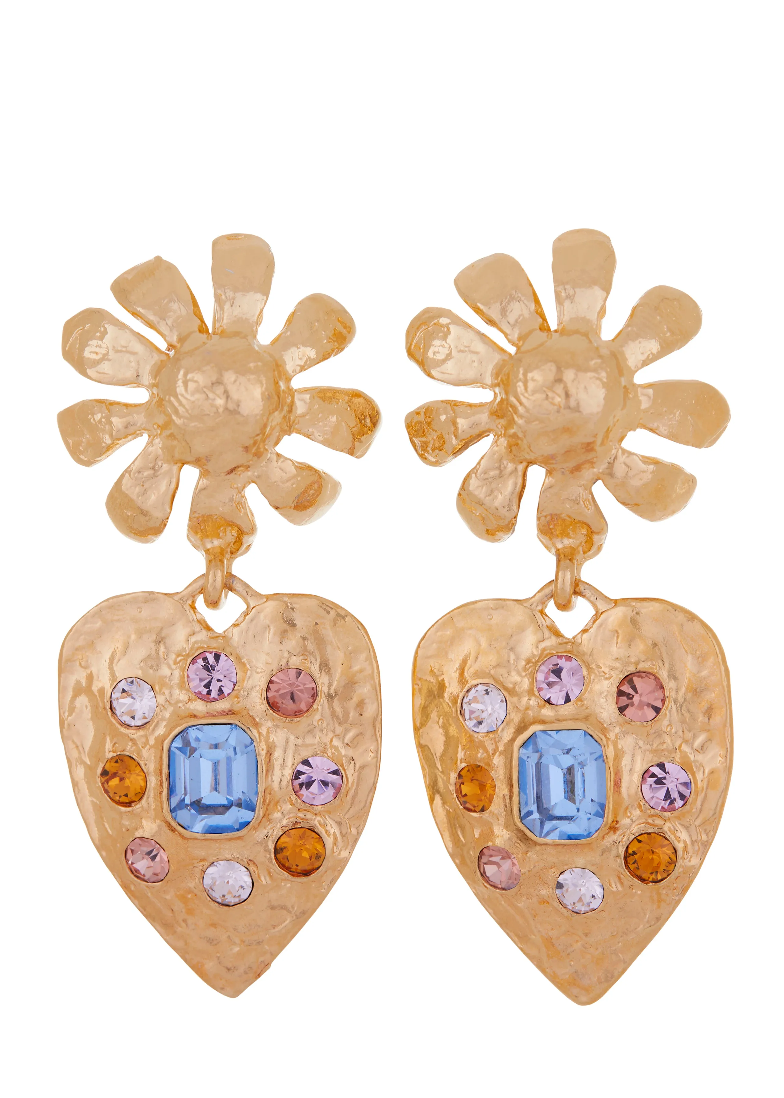 Archive Tropicana Earrings in Gold - Light Blue sold by Mondo Mondo