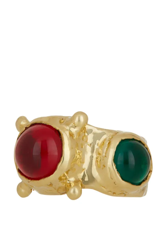 Archive Pulp Ring in Brass - Red & Green made by Mondo Mondo