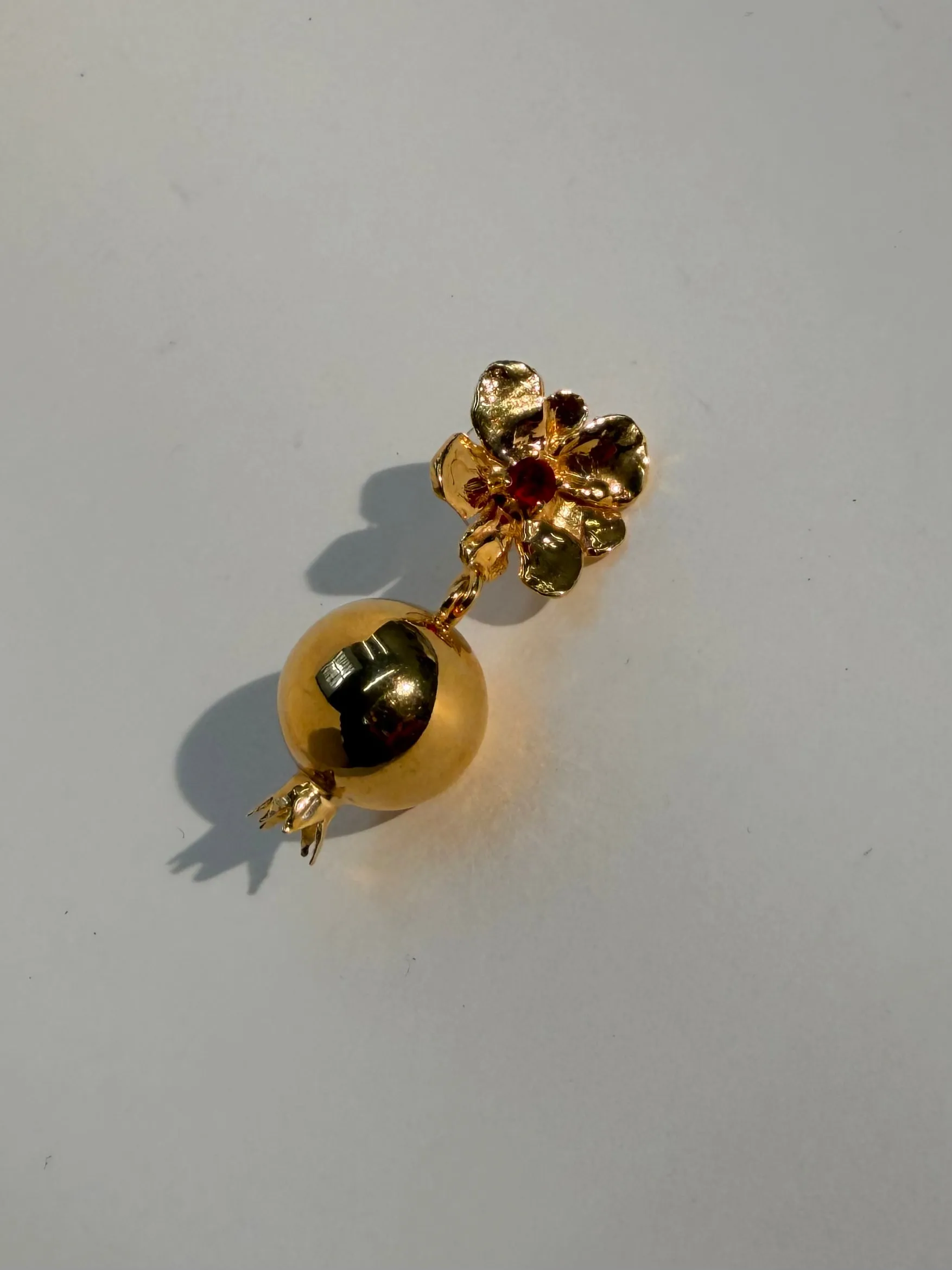 Archive Single Melograno Earring in Gold - Ruby sold by Mondo Mondo product image thumbnail 2