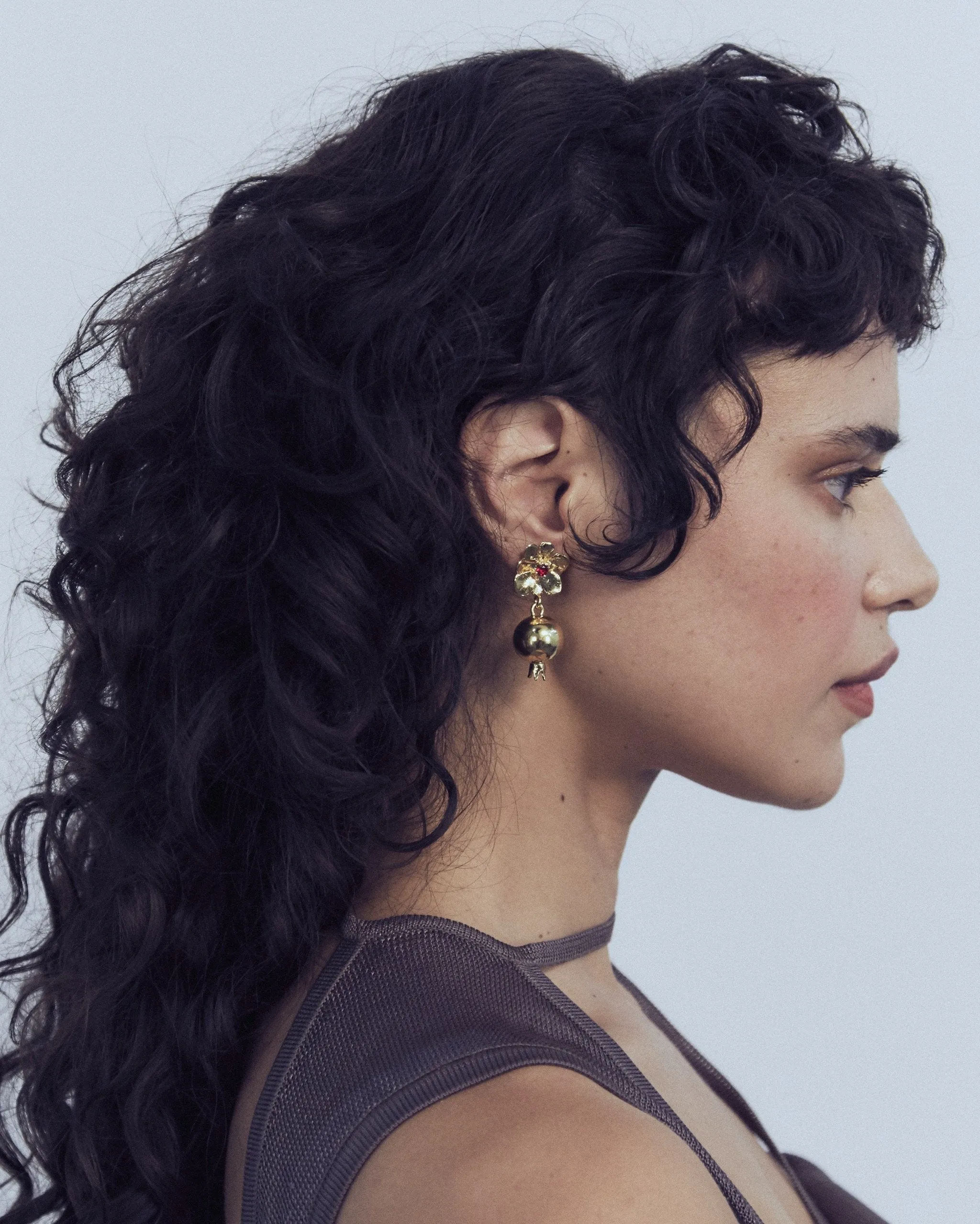Archive Single Melograno Earring in Gold - Ruby sold by Mondo Mondo