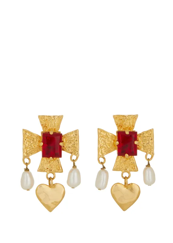 Archive Cardinal Earrings - Red made by Mondo Mondo