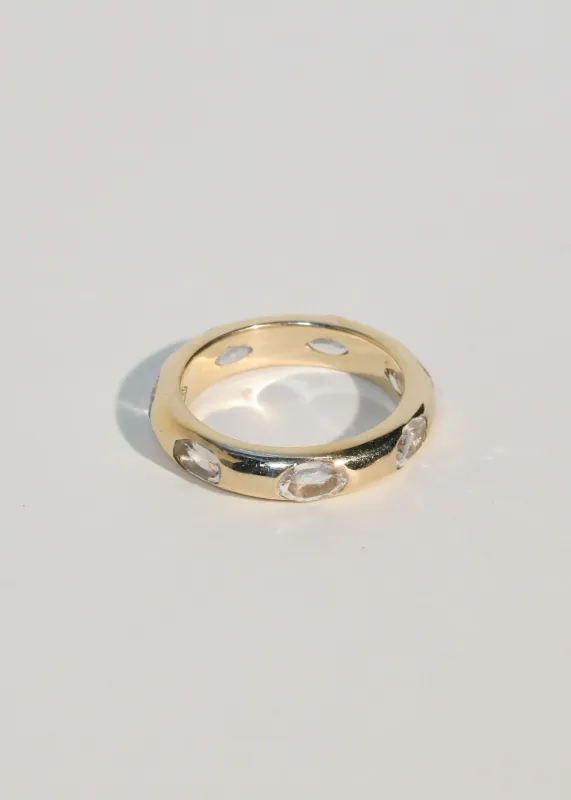 Archive Orbital Ring in 14k - Faceted White Topaz made by Mondo Mondo