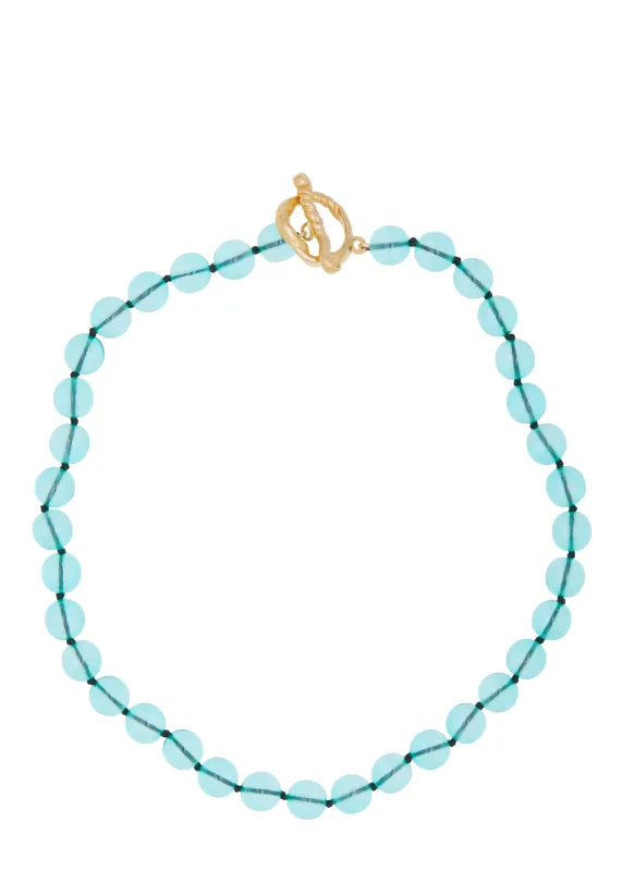 Archive Nan Necklace in Teal Glass made by Mondo Mondo
