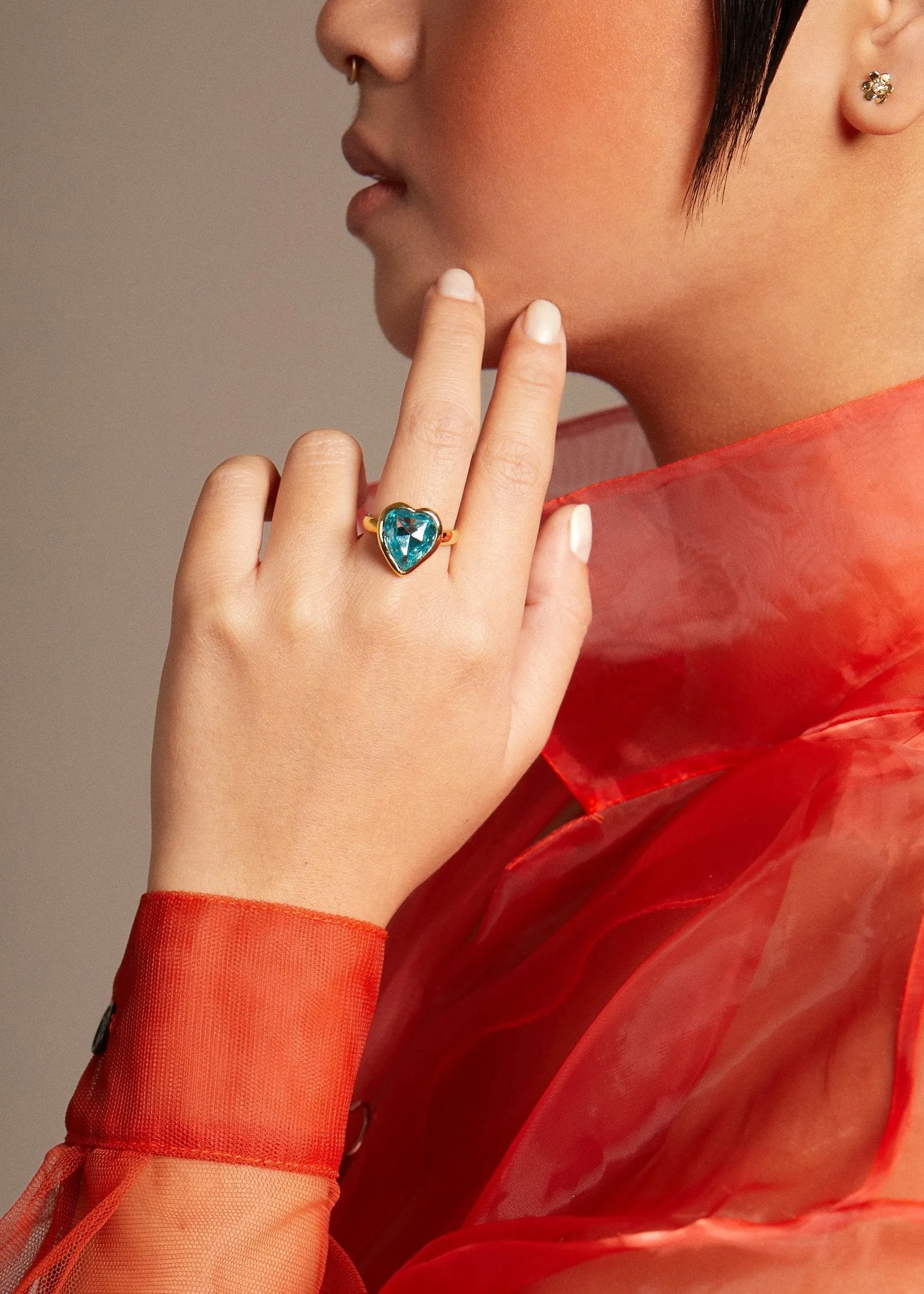 Archive Lovely Ring in Brass - Aqua sold by Mondo Mondo product image thumbnail 3