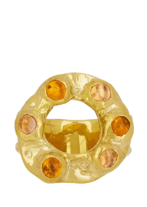 Archive Halo Ring in Brass - Pink & Yellow made by Mondo Mondo