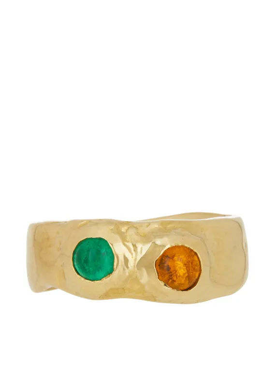 Archive Felt Ring in Brass - Green & Yellow made by Mondo Mondo
