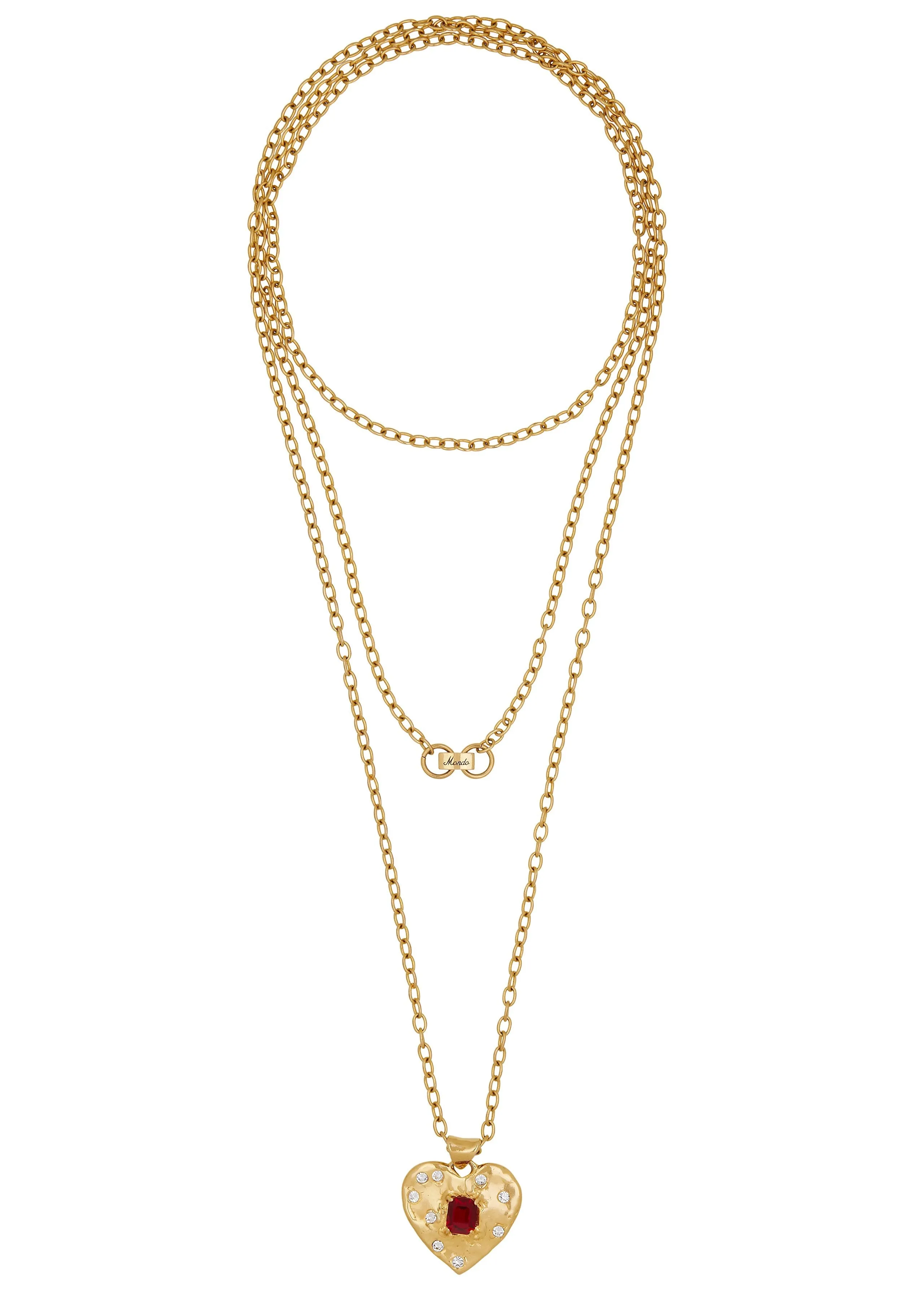 Archive Super Heart Necklace in Gold - Ruby sold by Mondo Mondo product image thumbnail 2