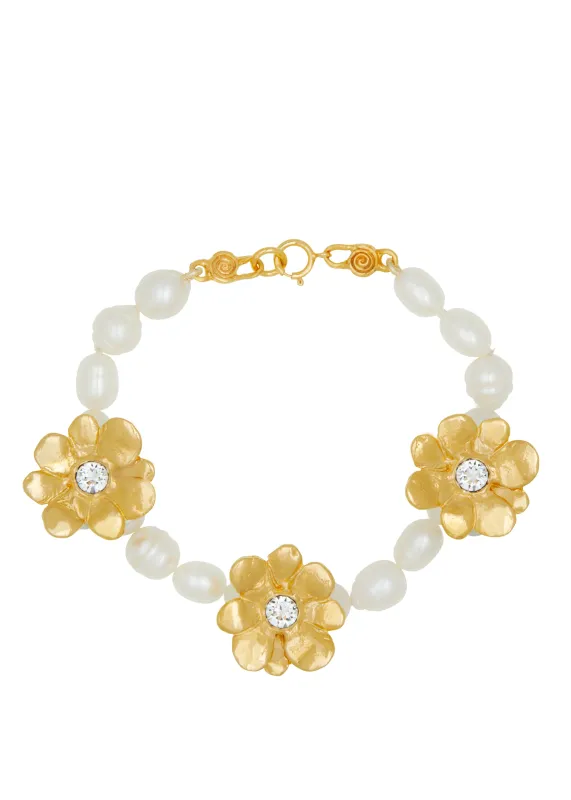 Archive Daisy Pearl Bracelet - Crystal made by Mondo Mondo