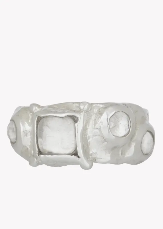 Archive Suede Ring in Sterling Silver - Crystal made by Mondo Mondo