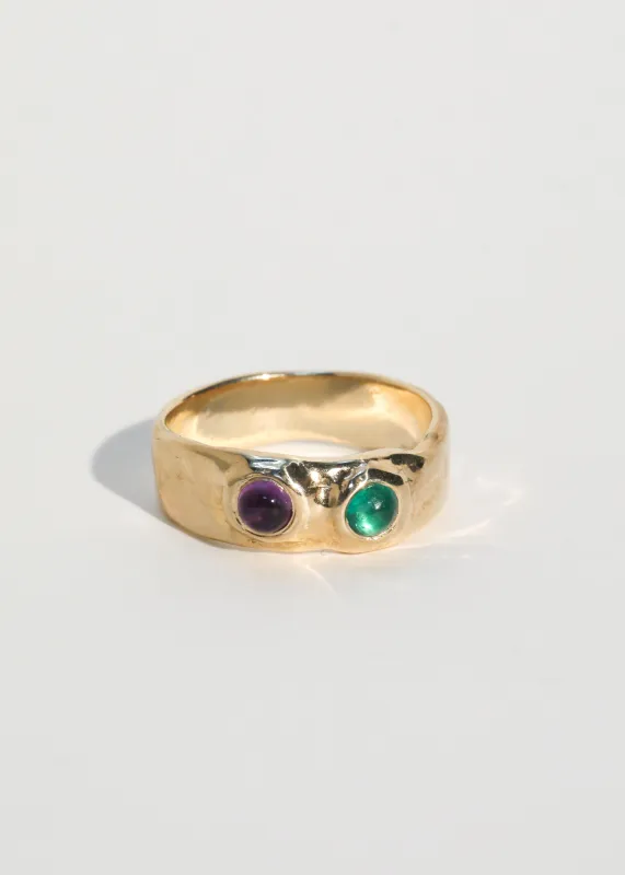 Archive Felt Ring Divine 14k - Emerald & Amethyst made by Mondo Mondo