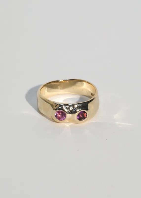 Archive Felt Ring Divine in 14k - Faceted Amethyst & Pink Sapphire made by Mondo Mondo