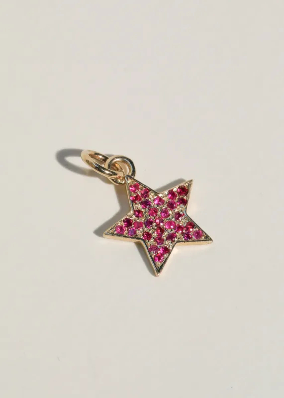Archive Star Pave Charm in 14k - Pink Sapphire made by Mondo Mondo