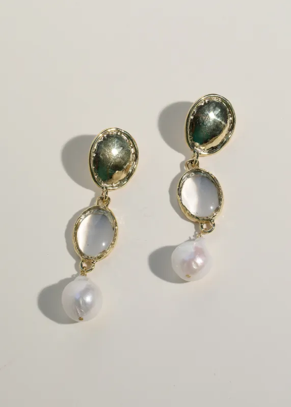 Archive Sirena Earrings in Brass - Clear made by Mondo Mondo